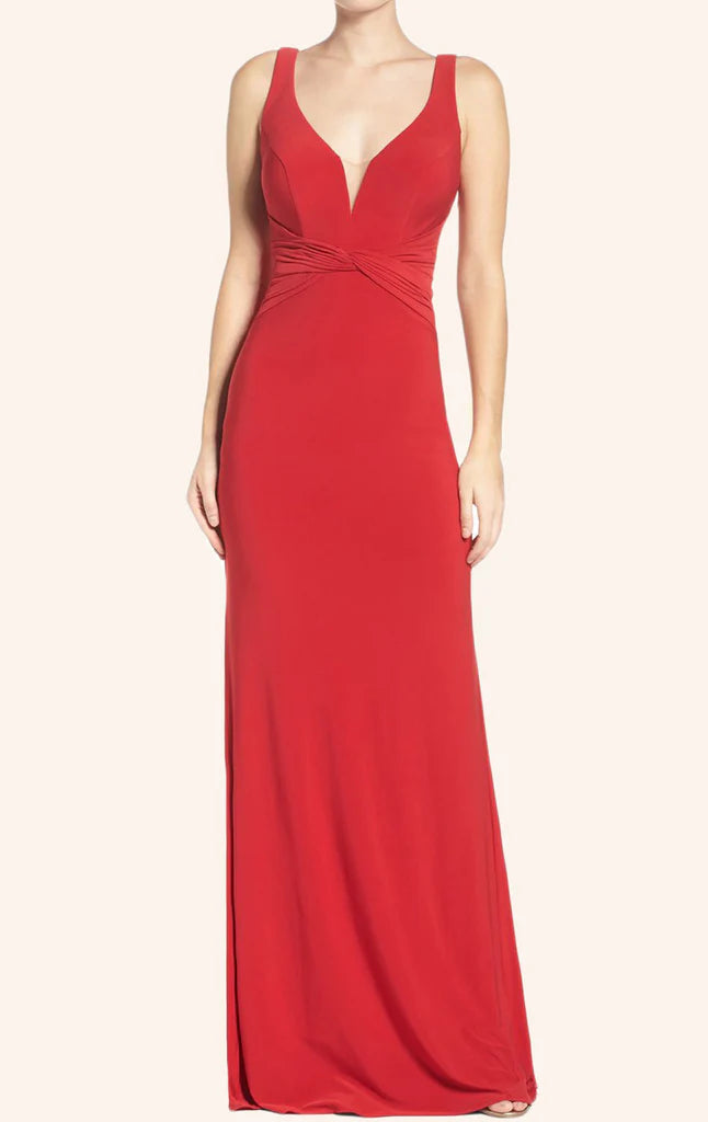 Träger V-Ausschnitt Langes Ballkleid Formelles Abendkleid